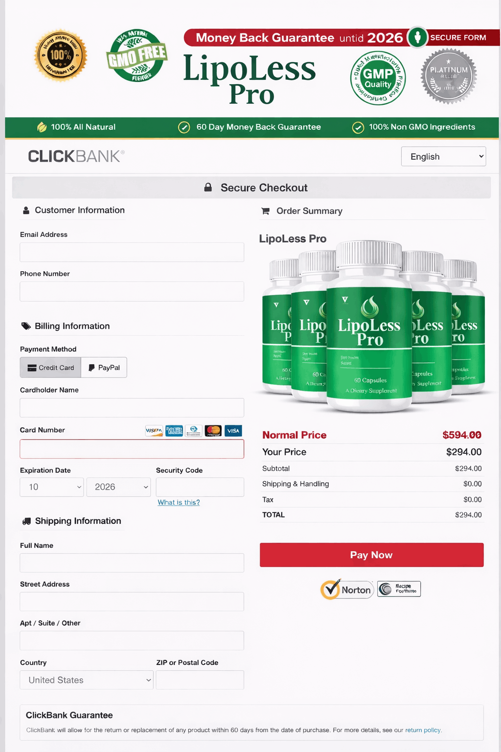 lipoless Pro Order Form